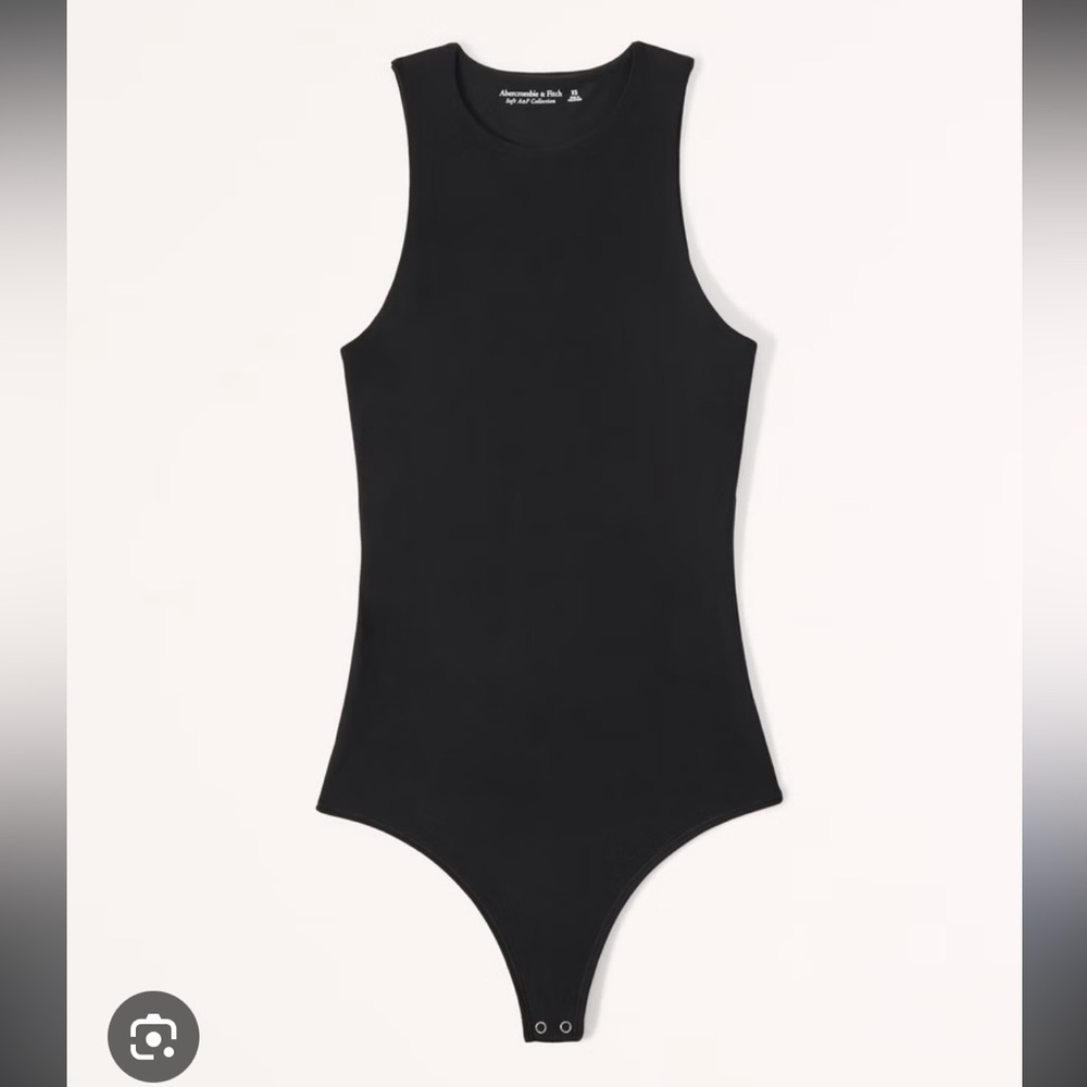 abercrombie soft matte seamless high neck bodysuit in black